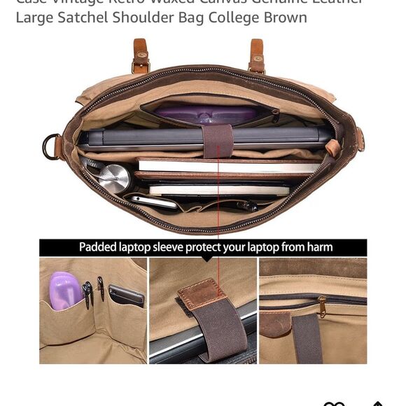 Waxed canvas and leather Laptop/ Messenger Bag - Picture 9 of 9